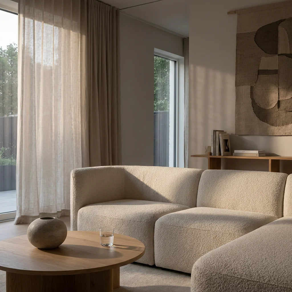 Quiet Luxury wellness scene focusing on somatic decompression and relaxation.